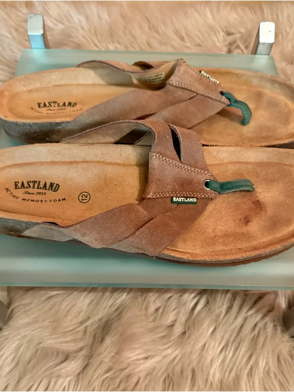 Eastland’s Men’s Tan Suede Thong Sandals